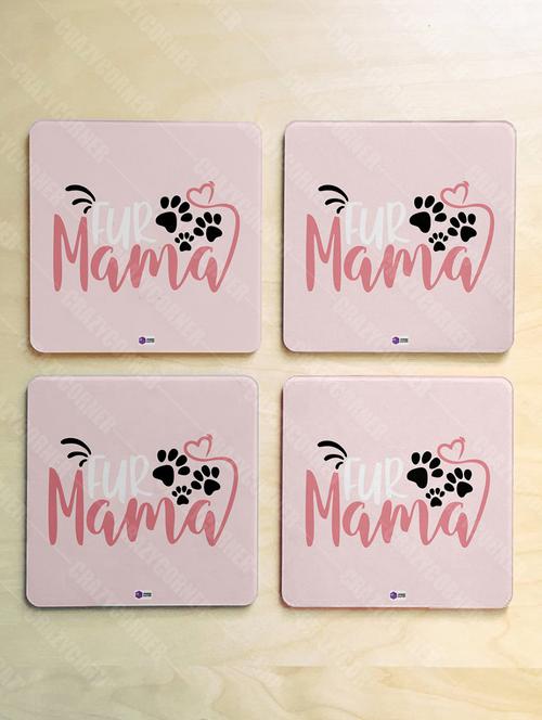 fur mama quote printed coaster set - 18552300 - Very Small Image - 1