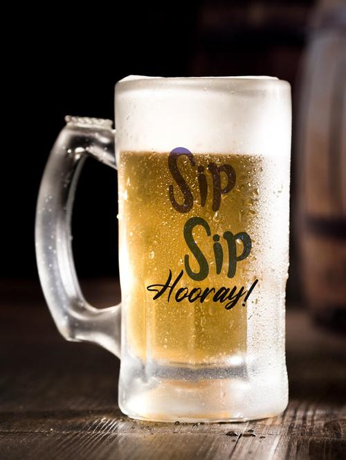 sip sip hooray ! text printed bear mug 450 ml - 18552449 - Very Small Image - 1