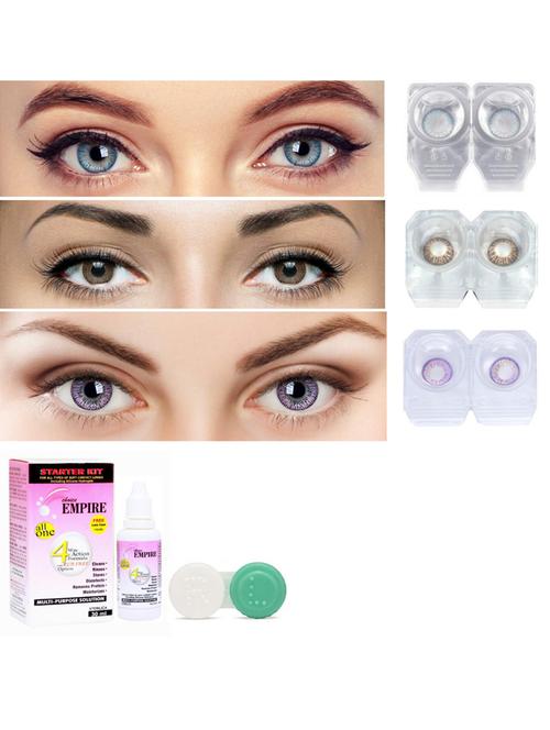 unisex set of 3 contact lenses with 30 ml solution and 1 case - 18555782 - Very Small Image - 1