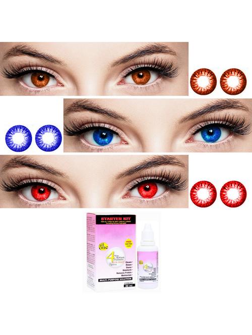 unisex set of 3 contact lenses with 30 ml solution - 18555792 - Very Small Image - 1