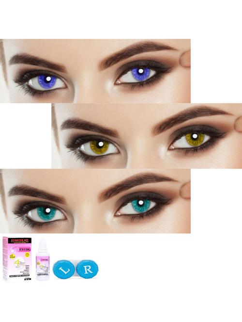 unisex set of 2 contact lenses with 30 ml solution and 1 case - 18555802 - Very Small Image - 1