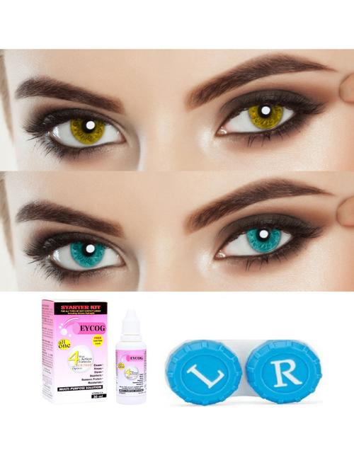 unisex set of 2 contact lenses with 30 ml solution and 1 case - 18555868 - Very Small Image - 1