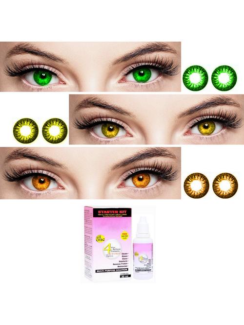 unisex set of 3 contact lenses with 30 ml solution - 18555891 - Very Small Image - 1