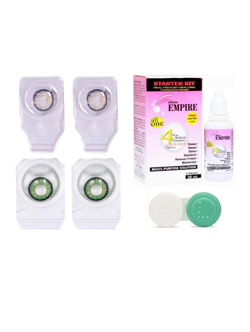 colored contact lens zero power with case & 30ml solution light grey-turquoise - 18555983 - Very Small Image - 1