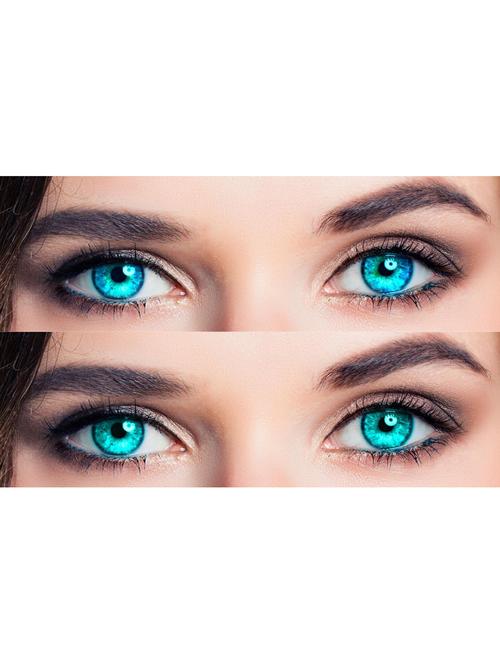 light blue and sea blue monthly color contact lense 2 pair with case - 18556031 - Very Small Image - 1