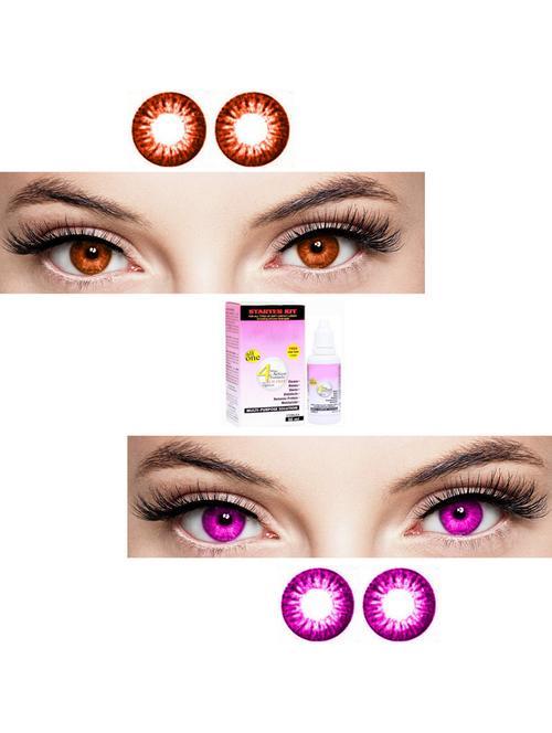 unisex set of 2 contact lenses with 30 ml solution - 18556054 - Very Small Image - 1