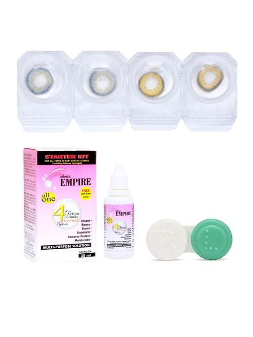 natural grey-dark hazel 2 pair colored contact lens with case & solution (0 power) - 18556071 - Very Small Image - 1