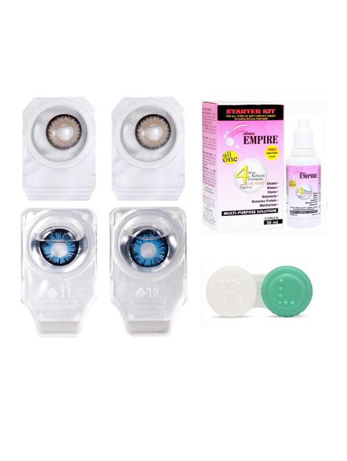 pair colored contact lens zero power with case & 30ml solution grey-blue - 18556163 - Very Small Image - 1