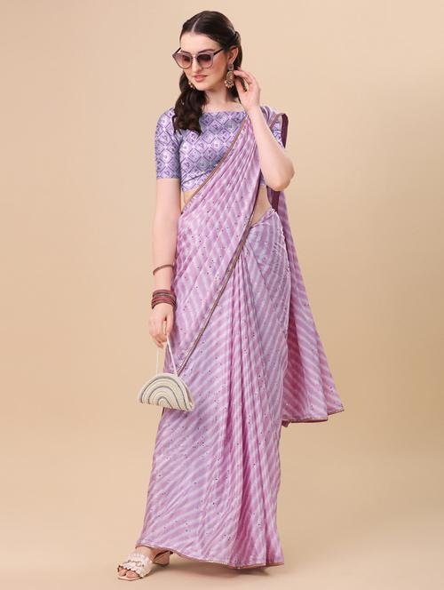 leheriya printed self design kanjivaram saree with blouse - 18558504 - Very Small Image - 1