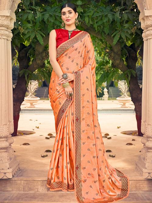 lace detailed printed saree with blouse - 18558519 - Very Small Image - 1