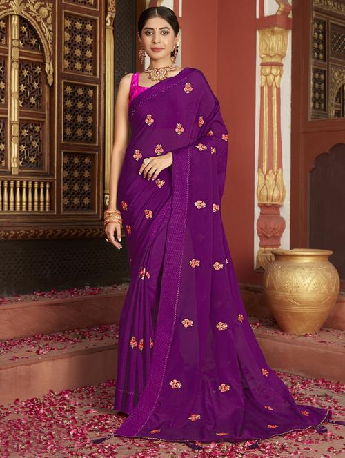 tassel detailed embroidered saree - 18558539 - Very Small Image - 1