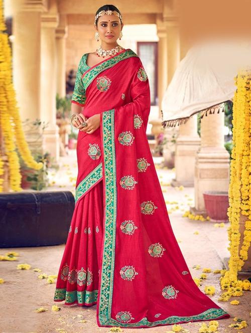 lace detailed embroidered saree with blouse - 18558545 - Very Small Image - 1