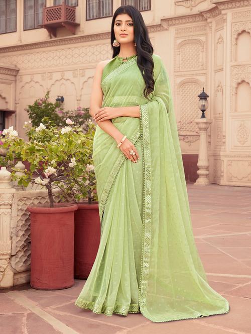 lace detailed applique work saree with blouse - 18559555 - Very Small Image - 1