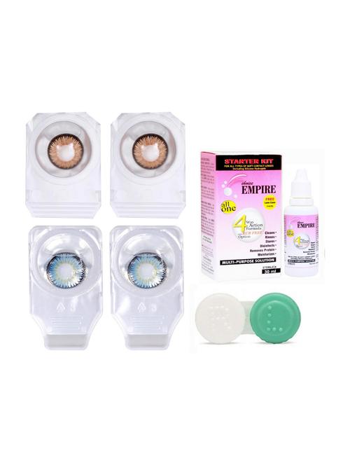 pair colored contact lens zero power with case & 30ml solution hazel-aqua - 18561907 - Very Small Image - 1