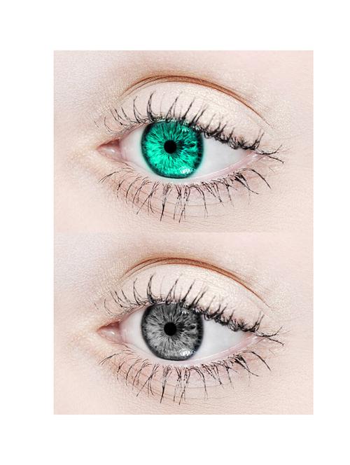 unisex 2 pair sea blue grey monthly colored 0 power contact lenses for eyes men and women with lens case - 18562124 - Very Small Image - 1