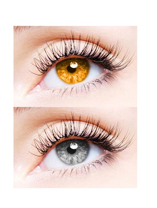 unisex 2 pair monthly colored contact lenses zero power (honey-grey) - 18562154 - Very Small Image - 1