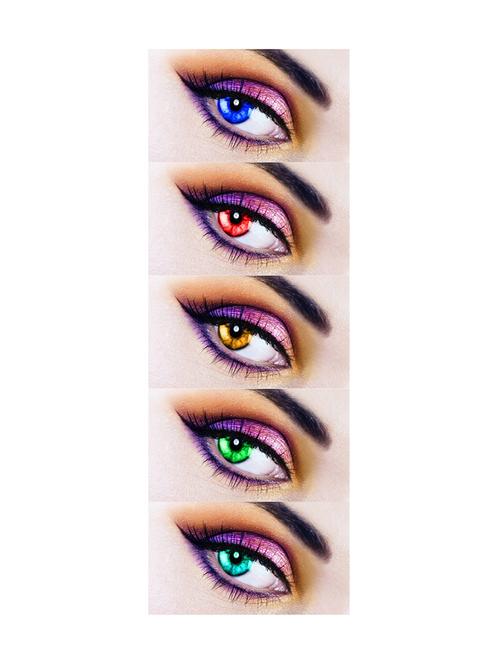 unisex 5 pair monthly blue, red, honey, green, sea blue colored 0 power contact lenses for men and women eyes with lens case - 18562162 - Very Small Image - 1