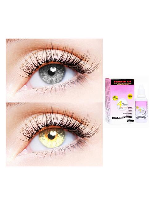 unisex 2 pair monthly colored contact lenses zero power with 30 ml solution (grey-gold) - 18562164 - Very Small Image - 1