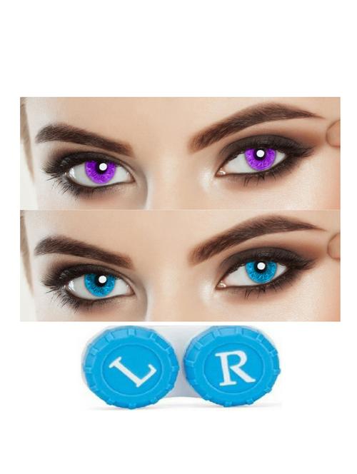 unsiex 2 pair monthly colored voilet-sky blue 0 power contact lenses for eyes men and women with 1 lens case - 18562169 - Very Small Image - 1