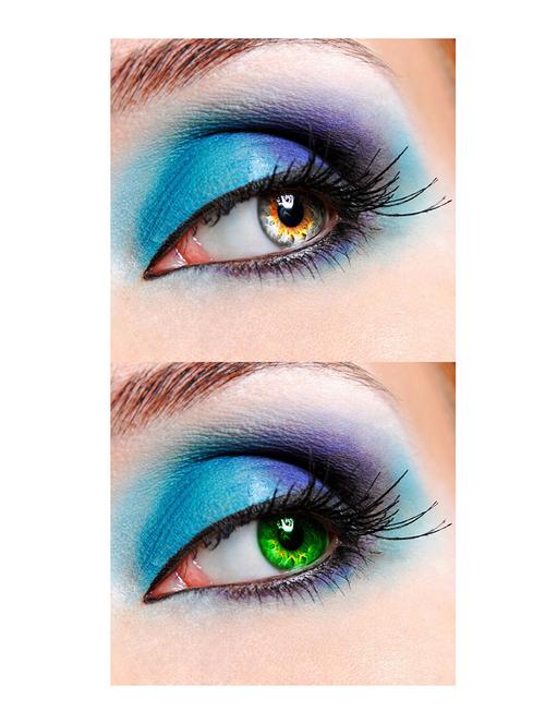 unisex 2 pair monthly grey, green colored 0 power contact lenses for eyes men and women with lens case - 18562187 - Very Small Image - 1