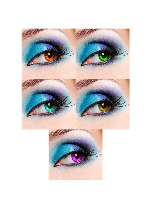 unisex 5 pair monthly honey green sea blue hazel violet colored 0 power contact lenses for eyes men and women with lens case - 18562192 - Very Small Image - 1