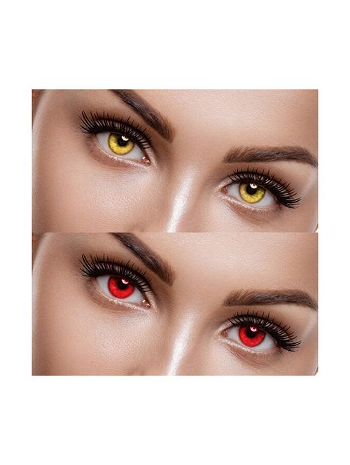 unisex 2 pair hazel, red monthly colored 0 power contact lenses for men and women eyes with lens case - 18562199 - Very Small Image - 1