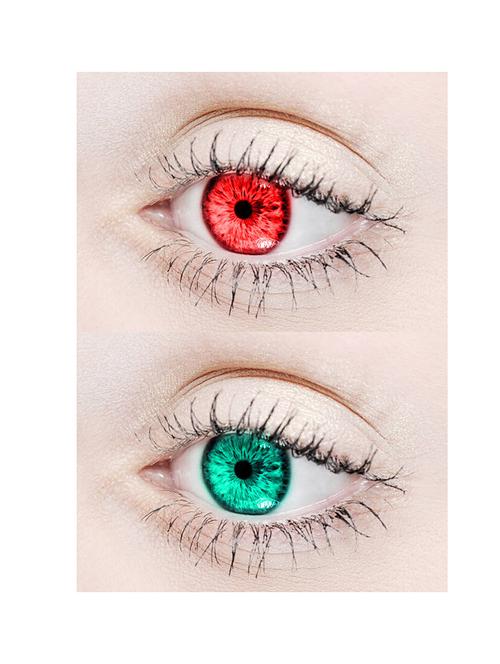 unisex 2 pair red sea blue monthly colored 0 power contact lenses for eyes men and women with lens case - 18562205 - Very Small Image - 1