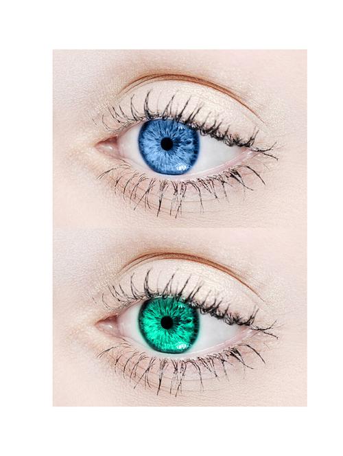 unisex 2 pair aqua sea blue monthly colored 0 power contact lenses for eyes men and women with lens case - 18562216 - Very Small Image - 1