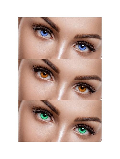unisex 3 pair monthly aqua, honey, turquoise colored 0 power contact lenses for men and women eyes with lens case - 18562217 - Very Small Image - 1