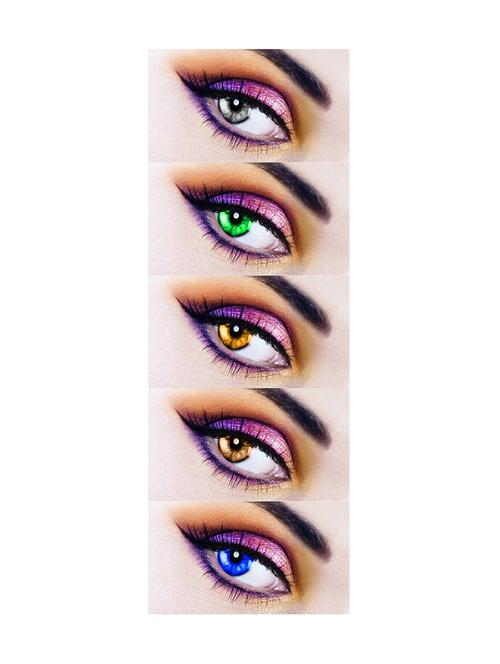 unisex 5 pair monthly grey, green, honey, brown, blue colored 0 power contact lenses for men and women eyes with lens case - 18562218 - Very Small Image - 1
