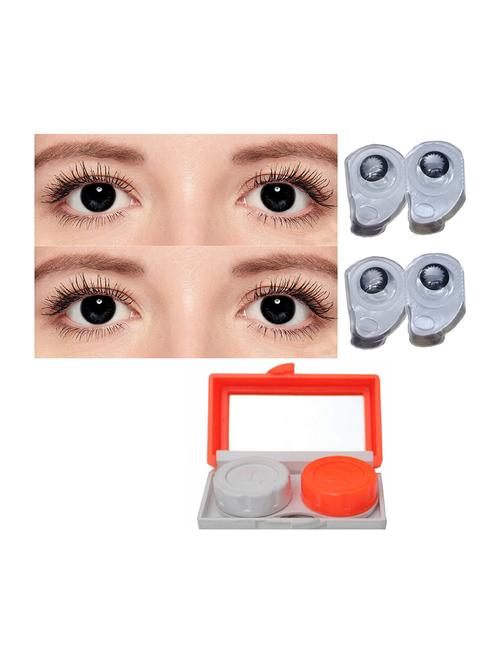 unisex 2 pair black monthly colored 0 power contact lenses for eyes men and women with lens travel kit - 18562250 - Very Small Image - 1