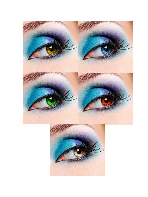 unisex 5 pair monthly hazel aqua green brown grey colored 0 power contact lenses for eyes men and women with lens case - 18562253 - Very Small Image - 1