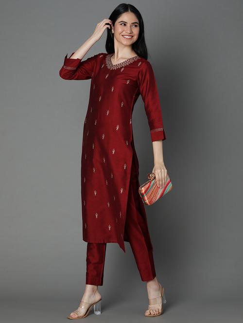 embroidered kurta pant set - 18565375 - Very Small Image - 1