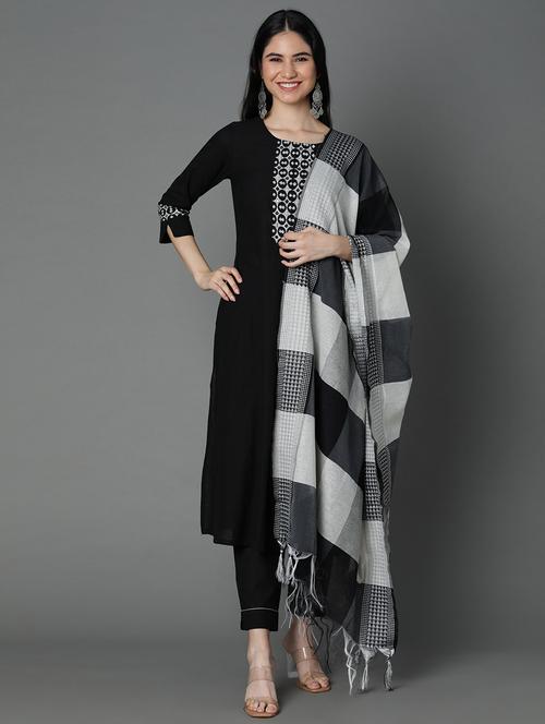 embroidered kurta pant set with dupatta - 18565376 - Very Small Image - 1