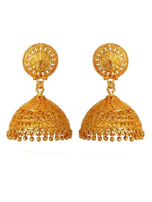 gold metal jhumka earring - 18565472 - Very Small Image - 1