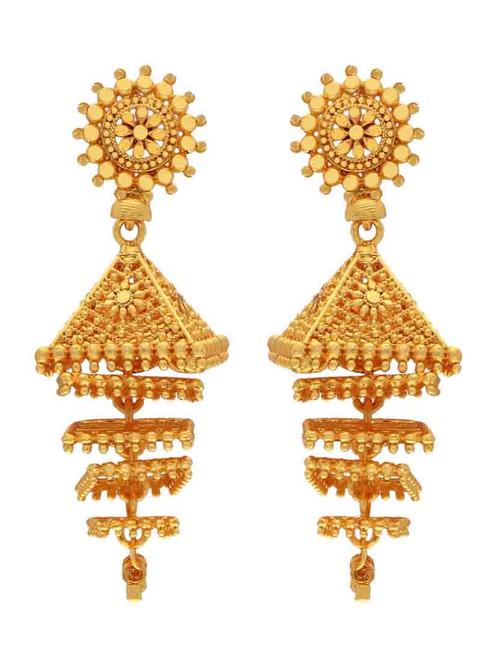 gold metal jhumka earring - 18565558 - Very Small Image - 1