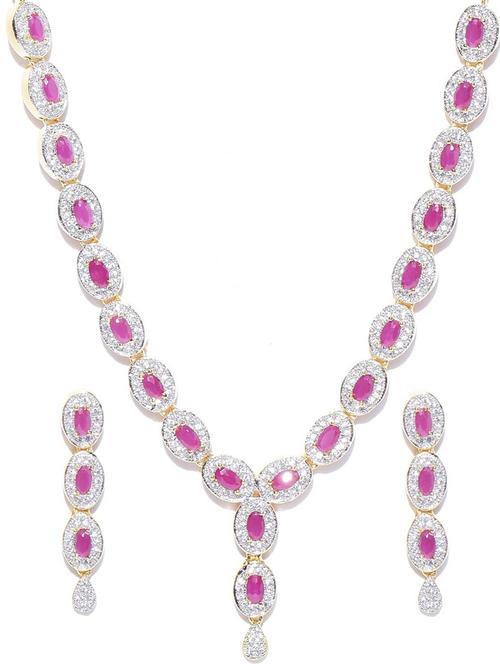 gold plated 1 necklace earring set - 18565722 - Very Small Image - 1