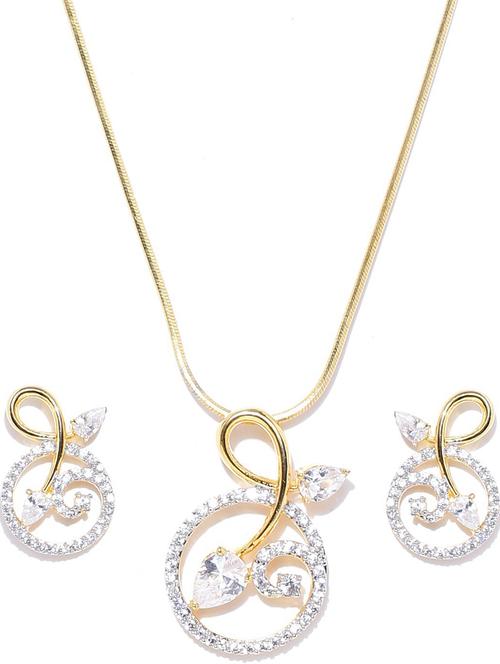 gold plated 1 necklace earring set - 18565727 - Very Small Image - 1