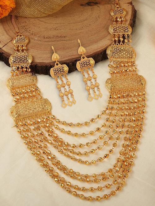 gold plated necklace earing set - 18565773 - Very Small Image - 1