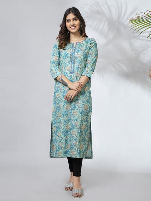 printed straight kurta - 18566564 - Very Small Image - 1