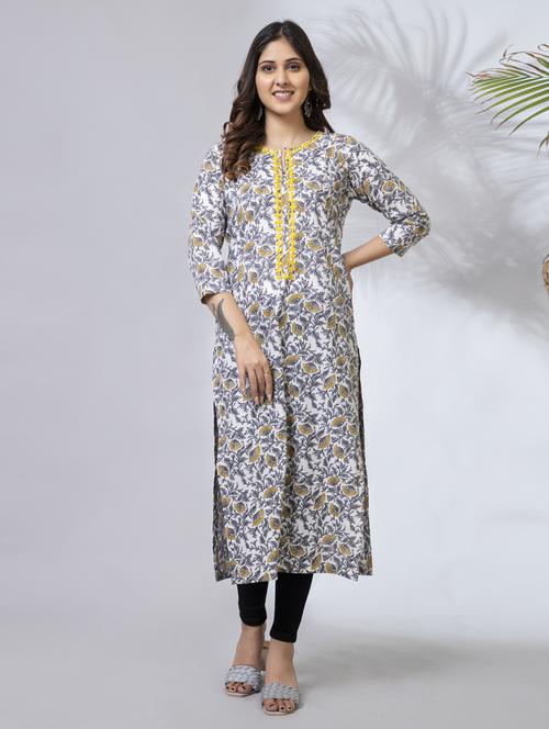 printed straight kurta - 18566565 - Very Small Image - 1