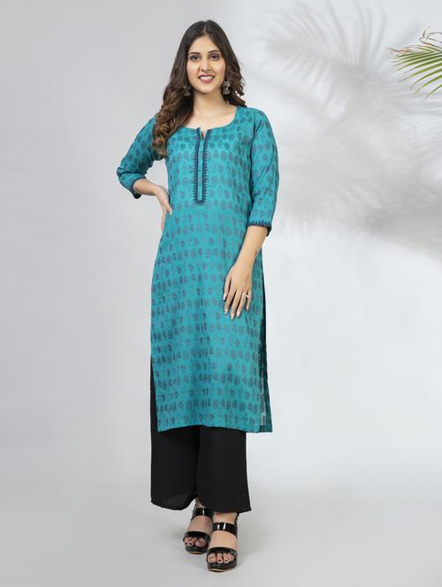 printed straight kurta - 18566588 - Very Small Image - 1