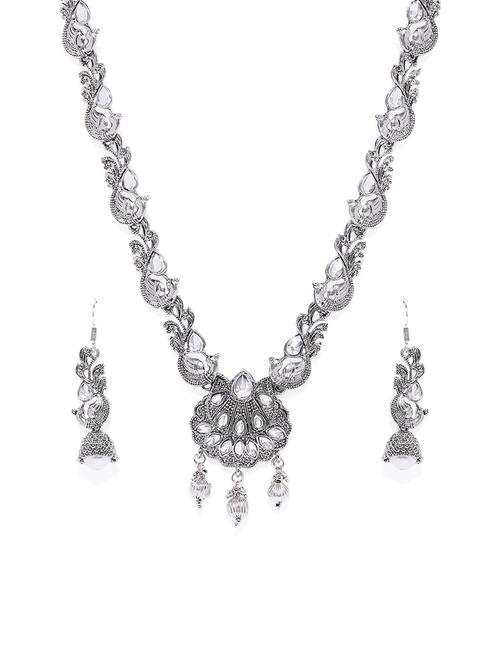 silver plated necklace earring set - 18566748 - Very Small Image - 1