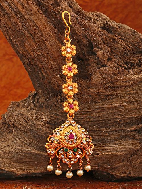 gold single maang teeka - 18566943 - Very Small Image - 1