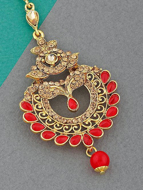 red single maang teeka - 18566944 - Very Small Image - 1