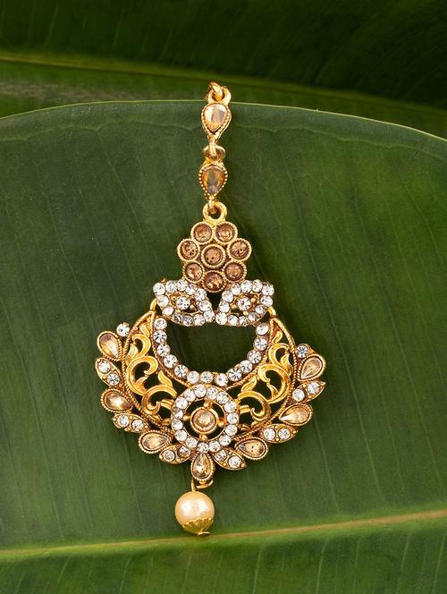 gold single maang teeka - 18566957 - Very Small Image - 1
