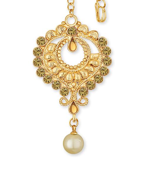 gold single maang teeka - 18566972 - Very Small Image - 1