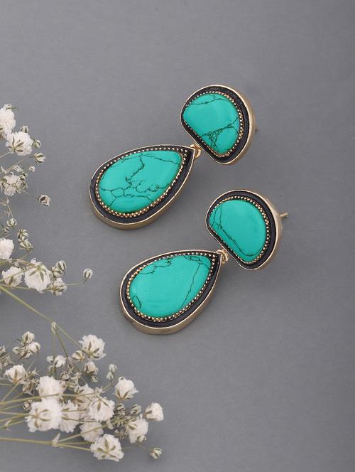 green brass drop earring - 18567357 - Very Small Image - 1
