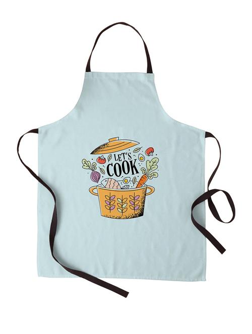 let's cook printed canvas cotton kitchen apron for women/men (55 cms x 81 cms) - 18567663 - Very Small Image - 1