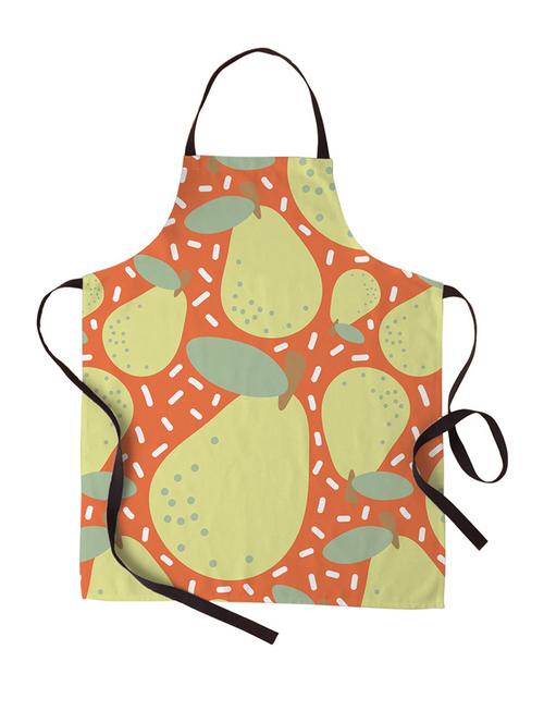 yellow pear printed canvas cotton kitchen apron for women/men (55 cms x 81 cms) - 18567676 - Very Small Image - 1